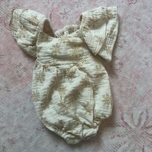 Rylee + Cru Cream and Tan Floral Romper